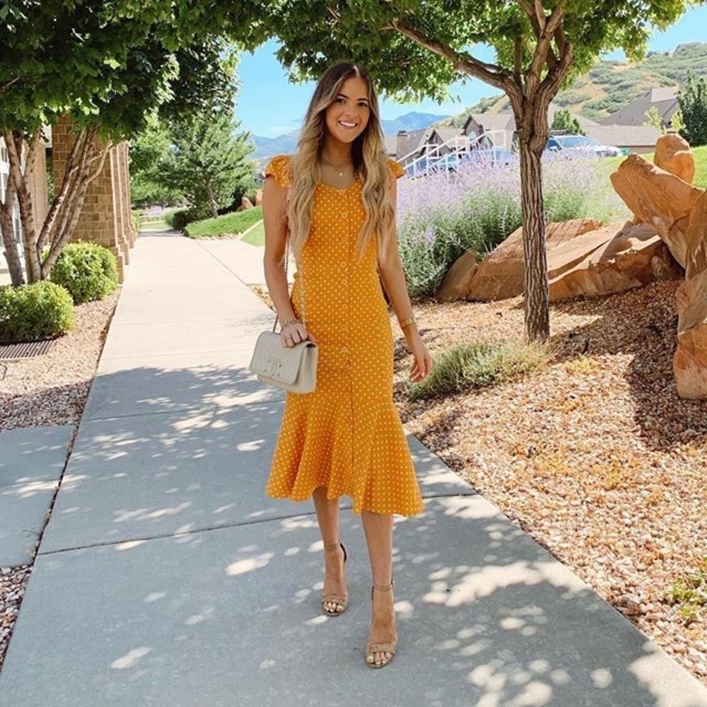 ✨Host Pick ✨ NWOT Rachel Parcell Linen Blend Polka  Dot Button Down Midi Dress